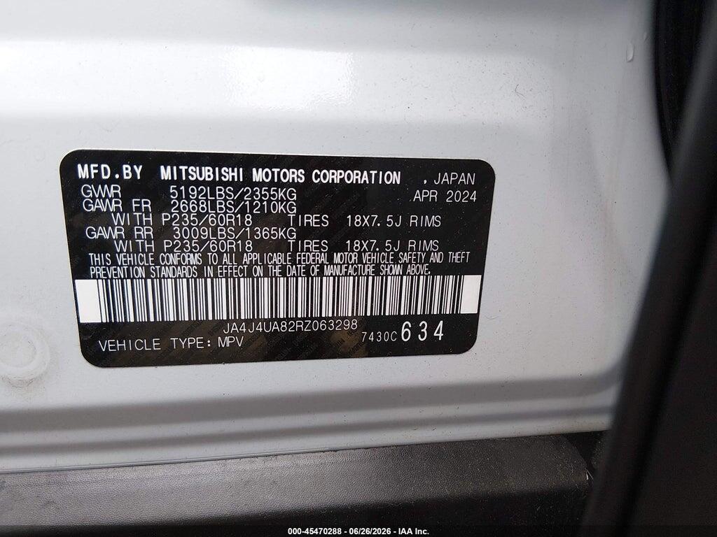 JA4J4UA82RZ063298 2024 MITSUBISHI OUTLANDER photo no. 9