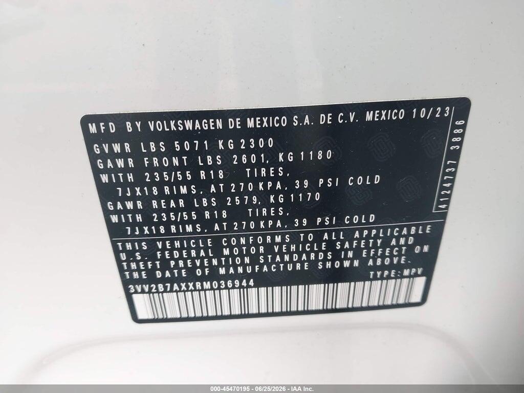 3VV2B7AXXRM036944 2024 VOLKSWAGEN TIGUAN photo no. 9