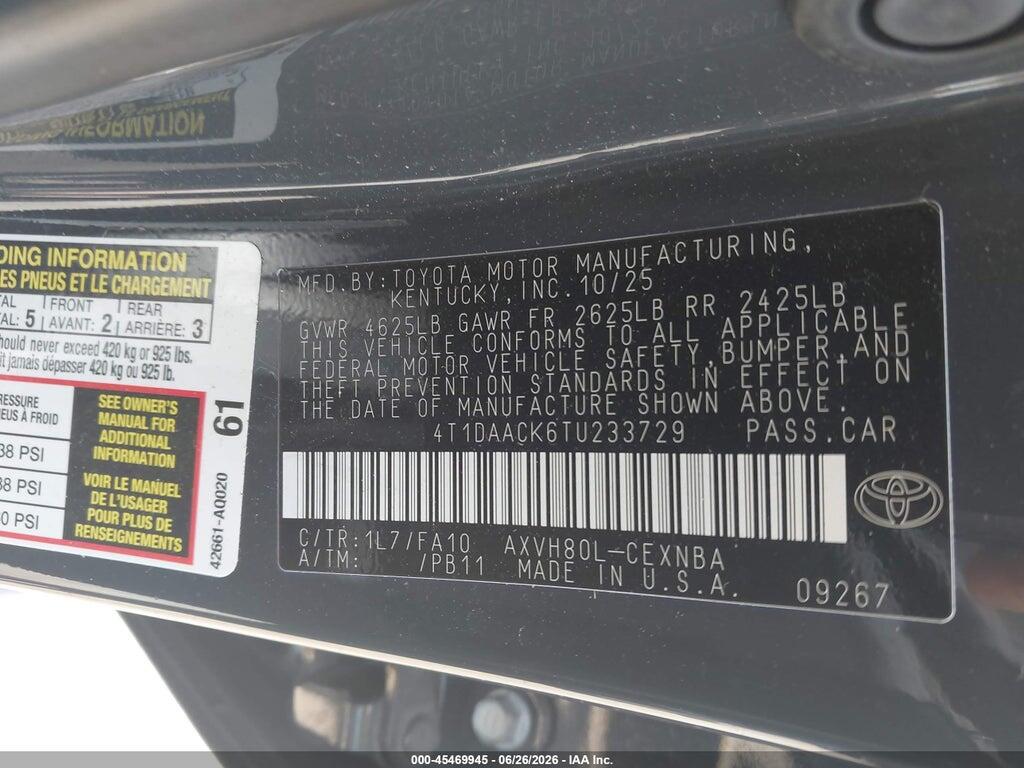 4T1DAACK6TU233729 2026 TOYOTA CAMRY photo no. 9