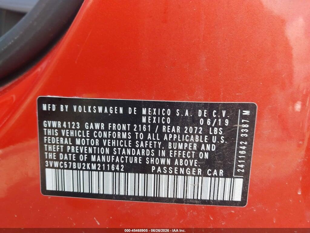 3VWC57BU2KM211642 2019 VOLKSWAGEN JETTA photo no. 9