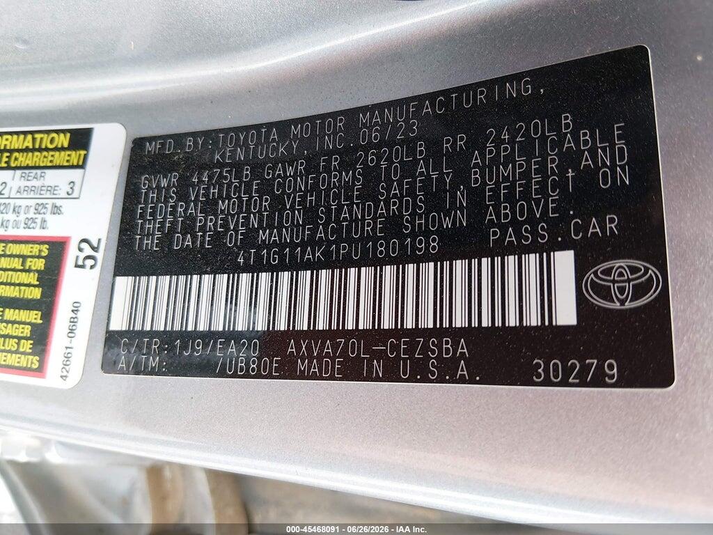 4T1G11AK1PU180198 2023 TOYOTA CAMRY photo no. 9