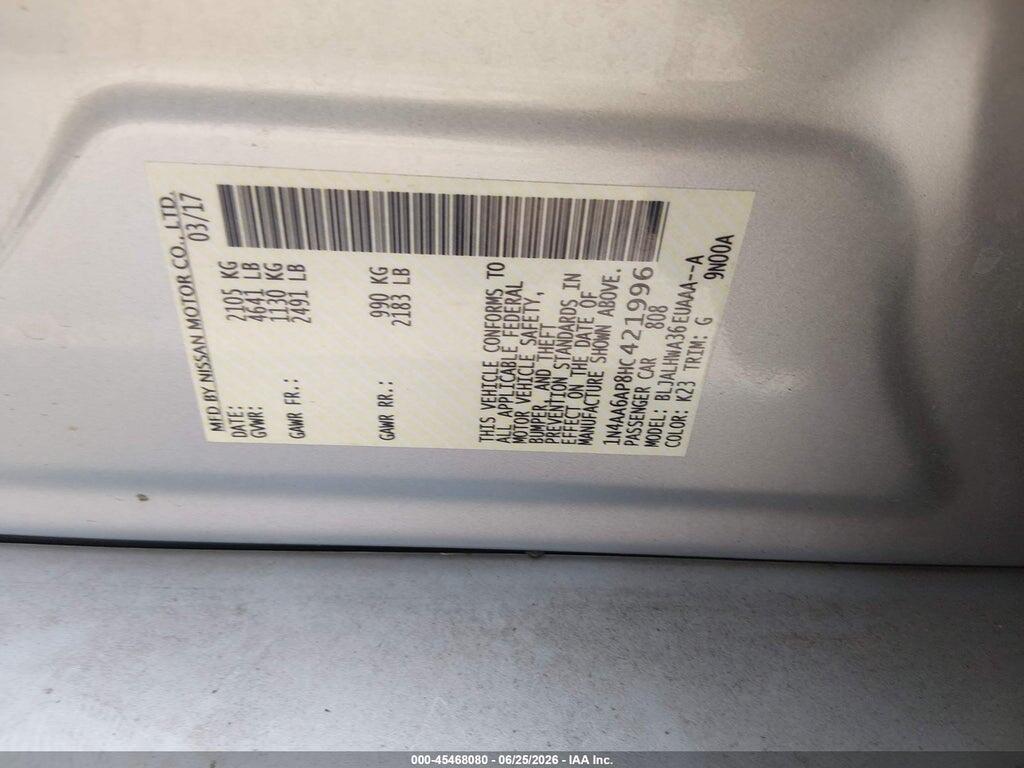 1N4AA6AP8HC421996 2017 NISSAN MAXIMA photo no. 9