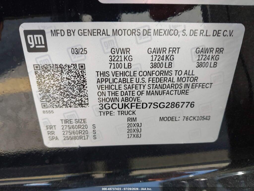 3GCUKFED7SG286776 2025 CHEVROLET SILVERADO 1500 photo no. 9