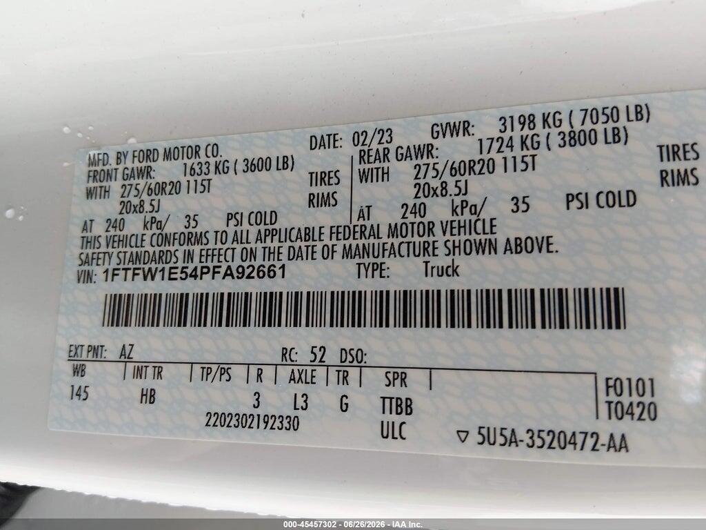 1FTFW1E54PFA92661 2023 FORD F-150 photo no. 9