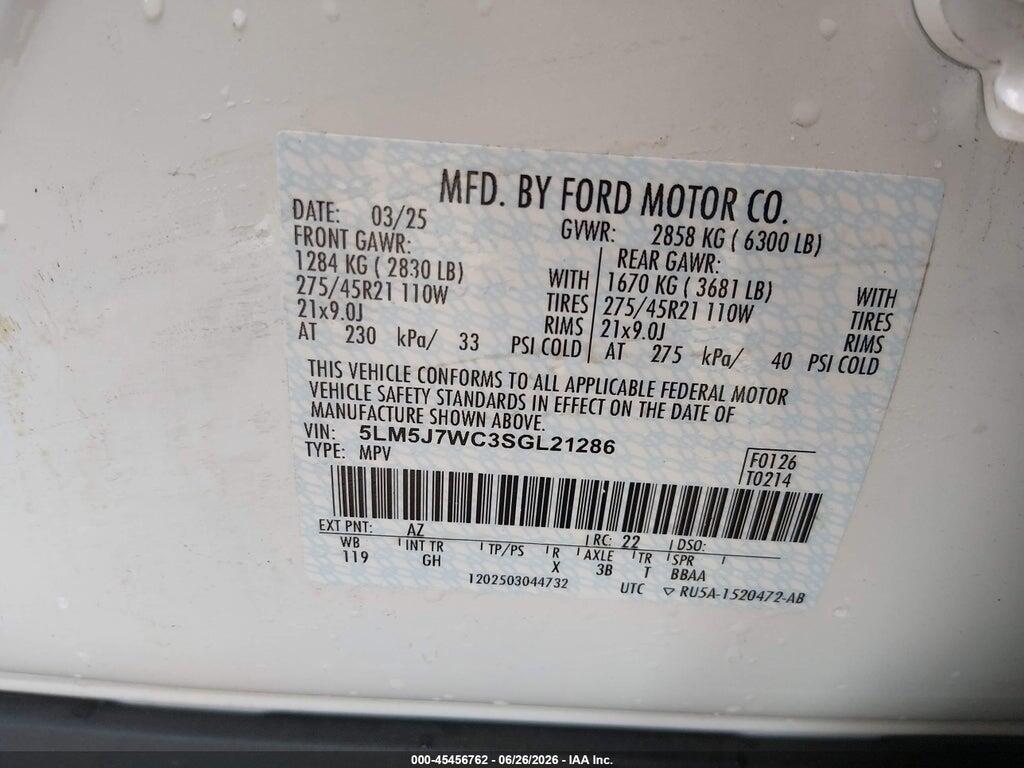 5LM5J7WC3SGL21286 2025 LINCOLN AVIATOR photo no. 9