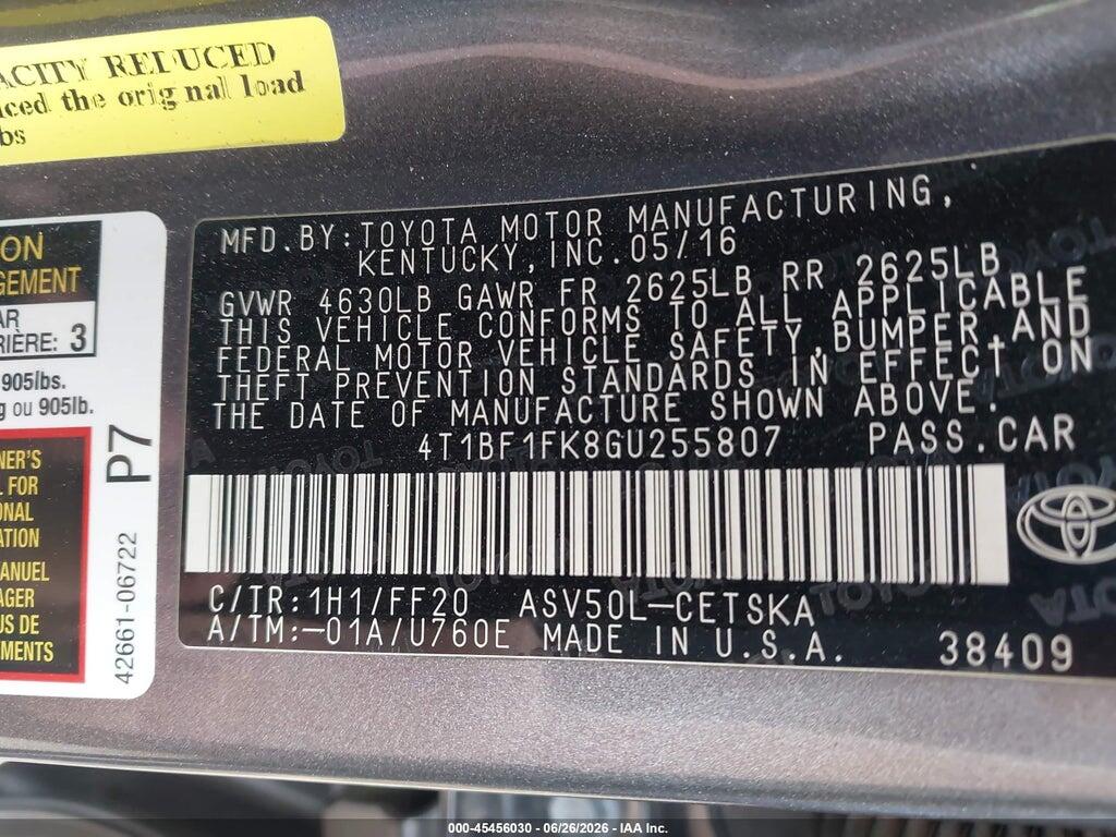 4T1BF1FK8GU255807 2016 TOYOTA CAMRY photo no. 9