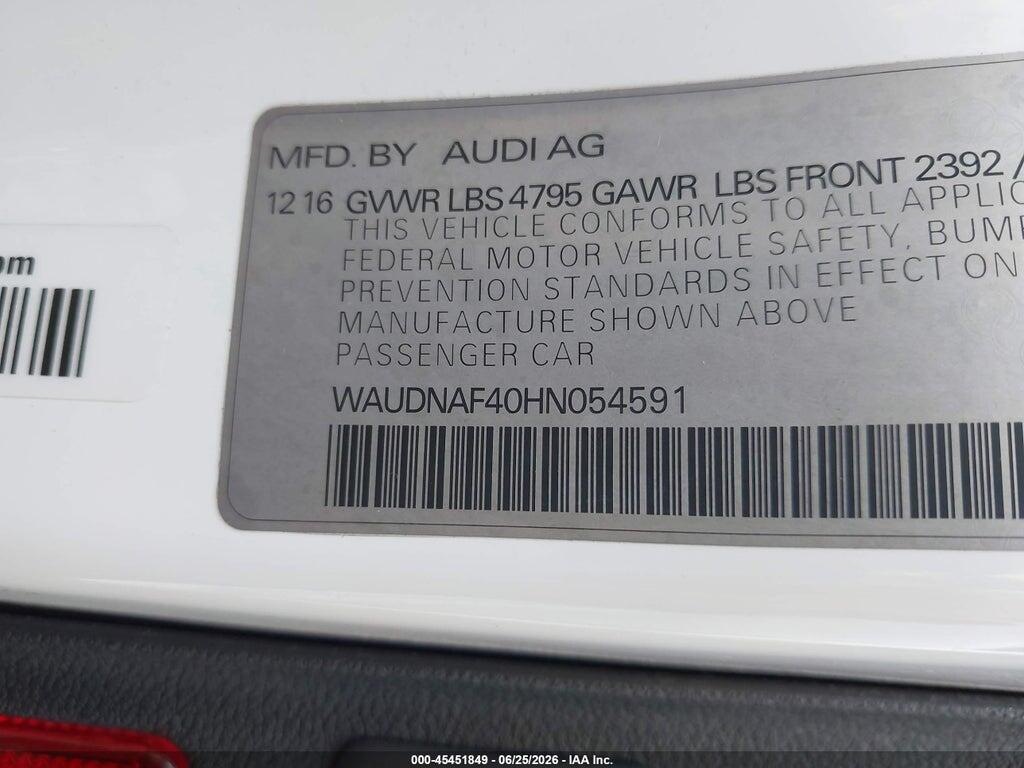 WAUDNAF40HN054591 2017 AUDI A4 photo no. 9