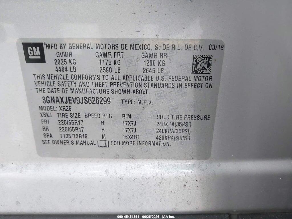 3GNAXJEV9JS626299 2018 CHEVROLET EQUINOX photo no. 9
