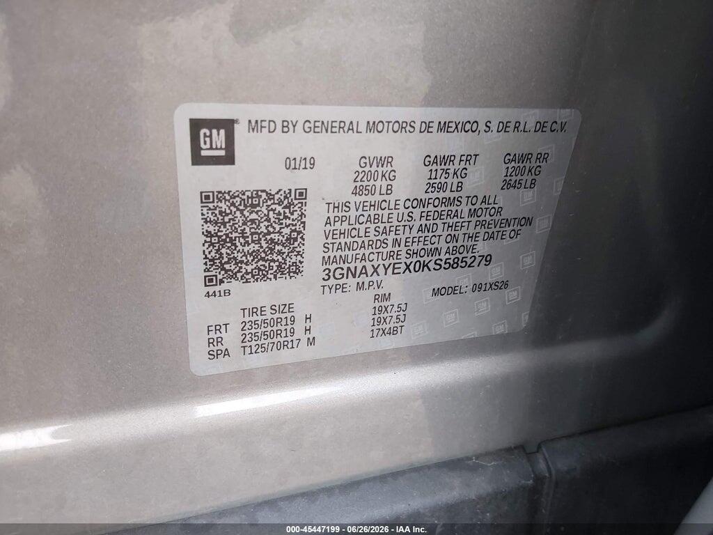 3GNAXYEX0KS585279 2019 CHEVROLET EQUINOX photo no. 9