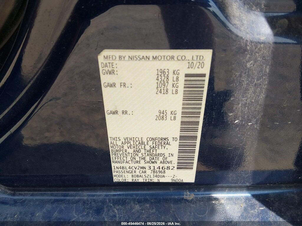 1N4BL4CV2MN314682 2021 NISSAN ALTIMA photo no. 9