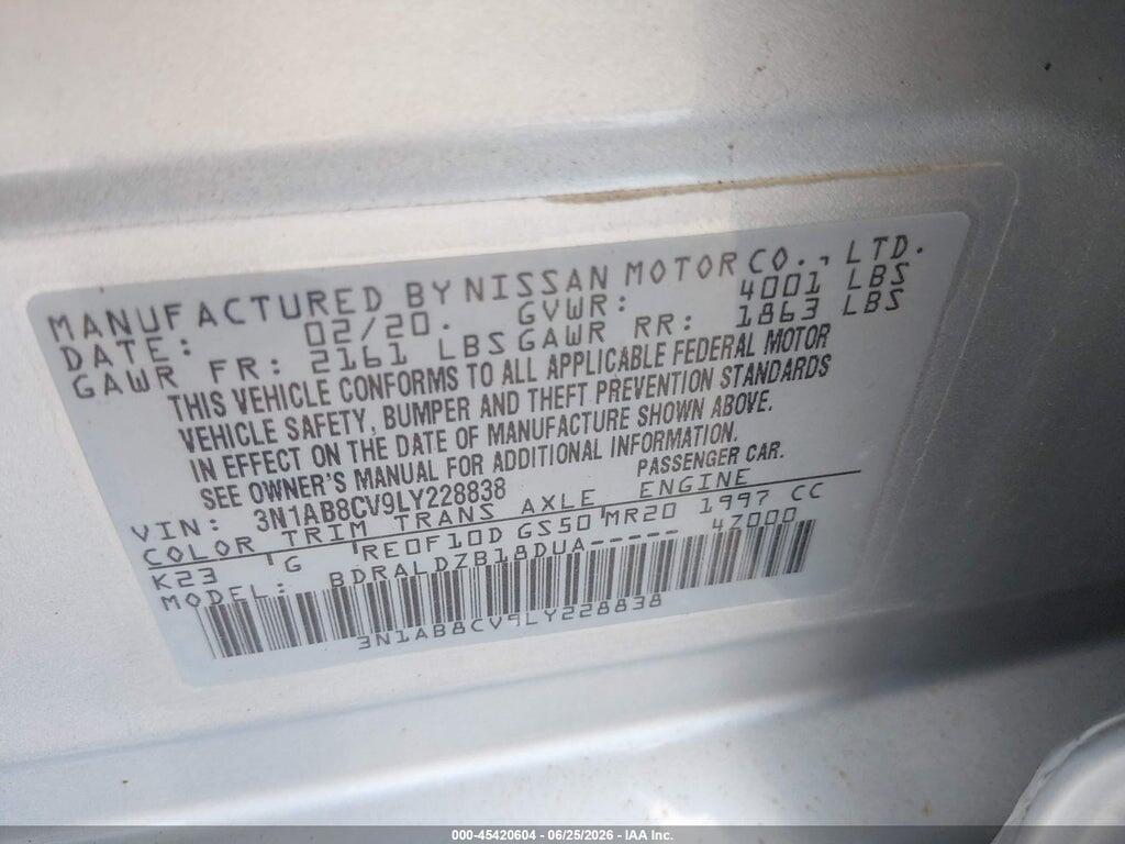 3N1AB8CV9LY228838 2020 NISSAN SENTRA photo no. 9