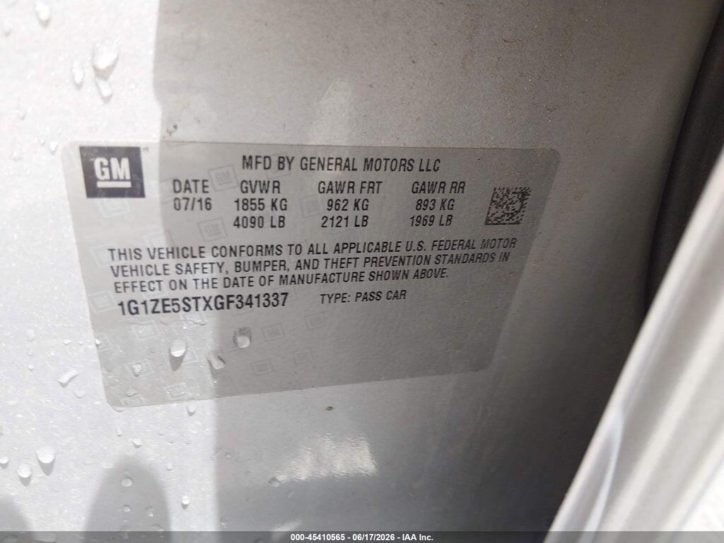 1G1ZE5STXGF341337 2016 CHEVROLET MALIBU photo no. 9