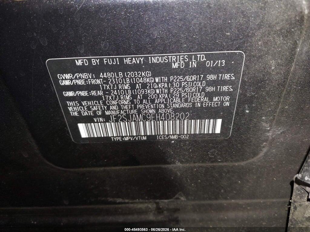 JF2SJAMC9EH408202 2014 SUBARU FORESTER photo no. 9