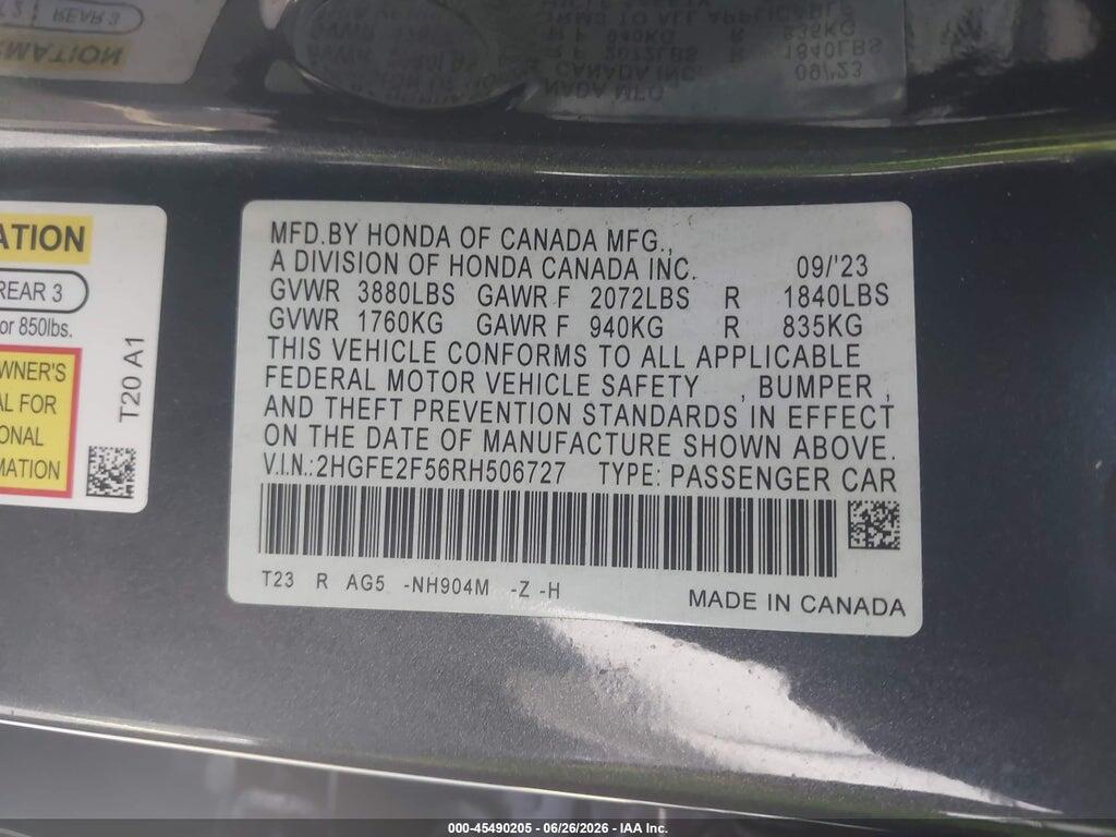 2HGFE2F56RH506727 2024 HONDA CIVIC photo no. 8
