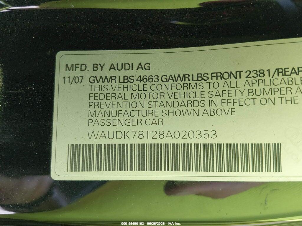 WAUDK78T28A020353 2008 AUDI A5 photo no. 9
