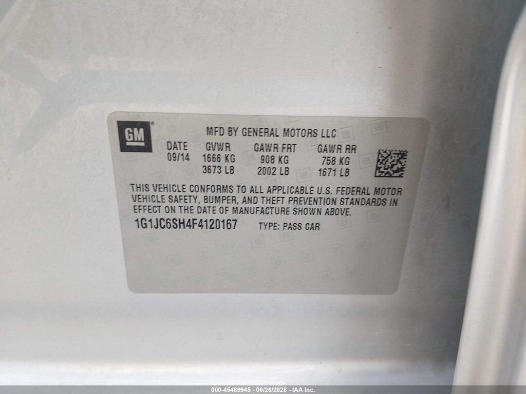 1G1JC6SH4F4120167 2015 CHEVROLET SONIC photo no. 9