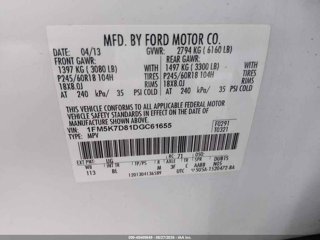 1FM5K7D81DGC61655 2013 FORD EXPLORER photo no. 9