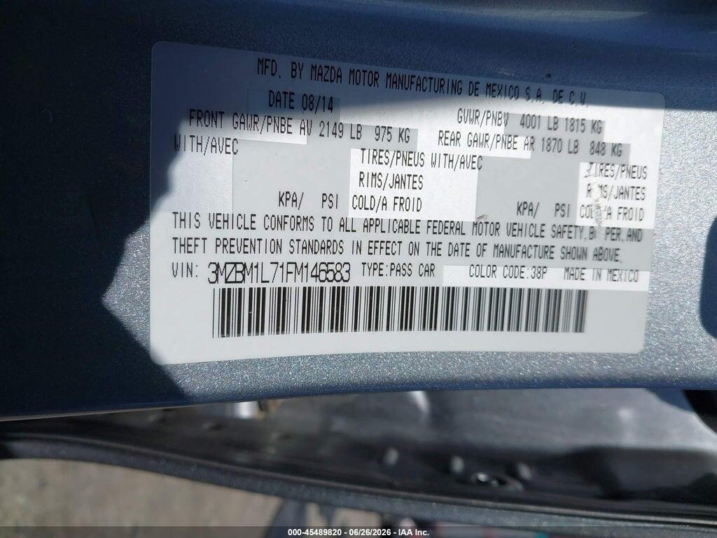 3MZBM1L71FM146583 2015 MAZDA MAZDA3 photo no. 9