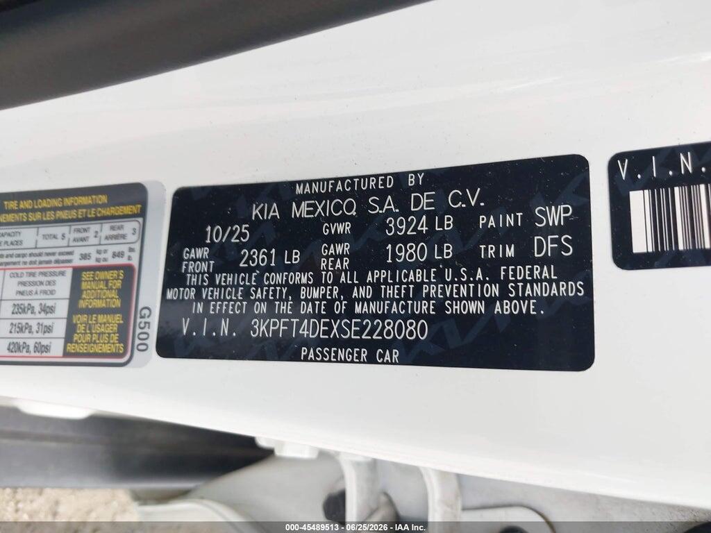 3KPFT4DEXSE228080 2025 KIA K4 photo no. 9