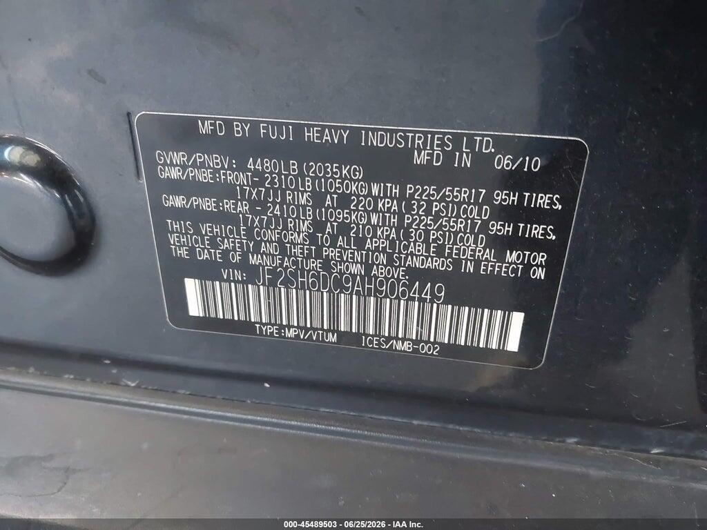 JF2SH6DC9AH906449 2010 SUBARU FORESTER photo no. 9
