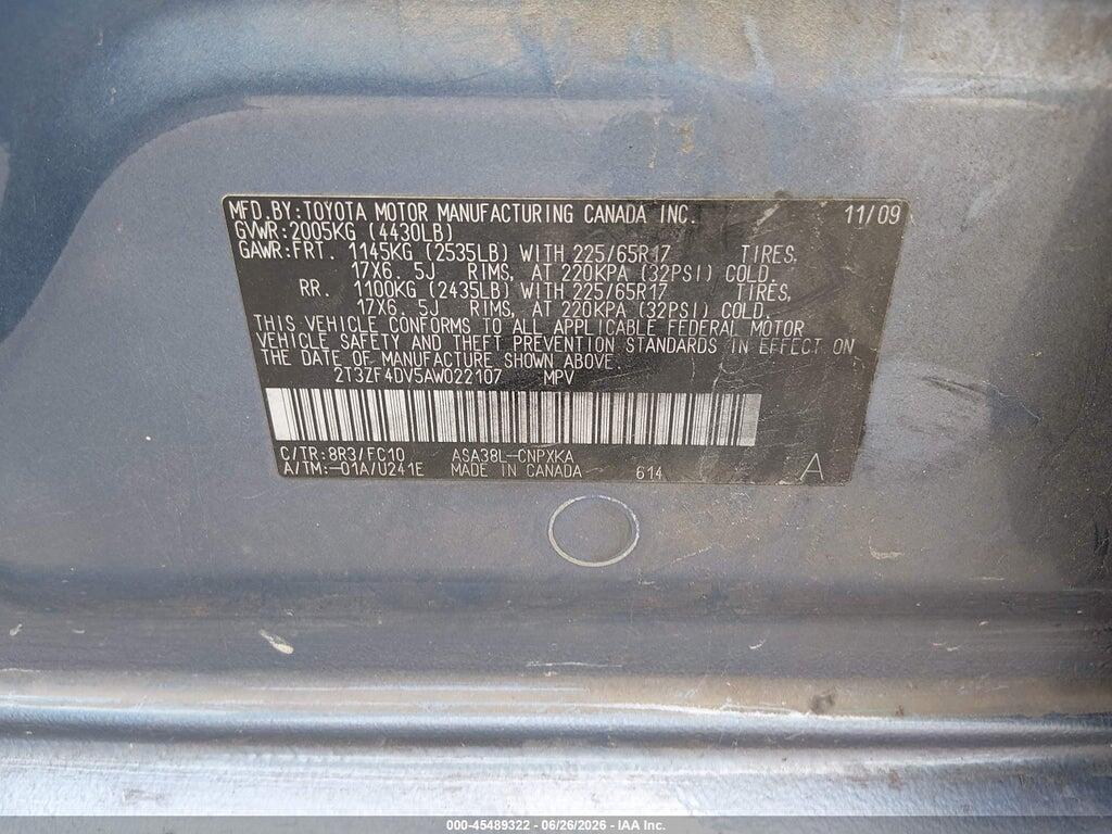 2T3ZF4DV5AW022107 2010 TOYOTA RAV4 photo no. 9