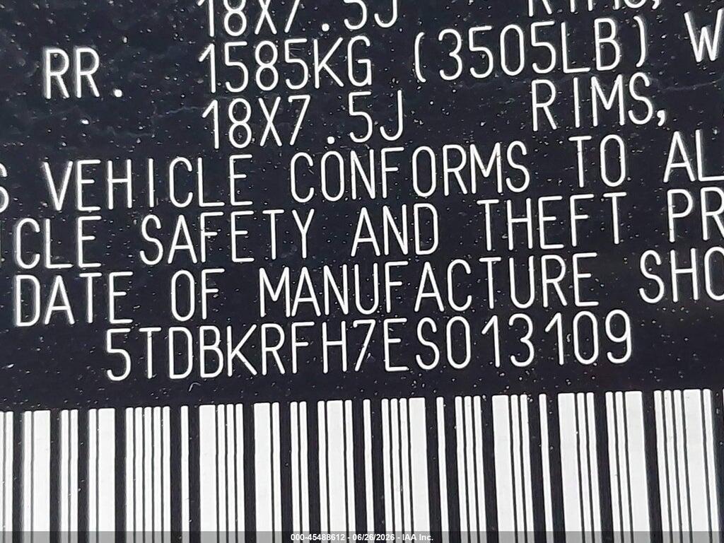 5TDBKRFH7ES013109 2014 TOYOTA HIGHLANDER photo no. 9