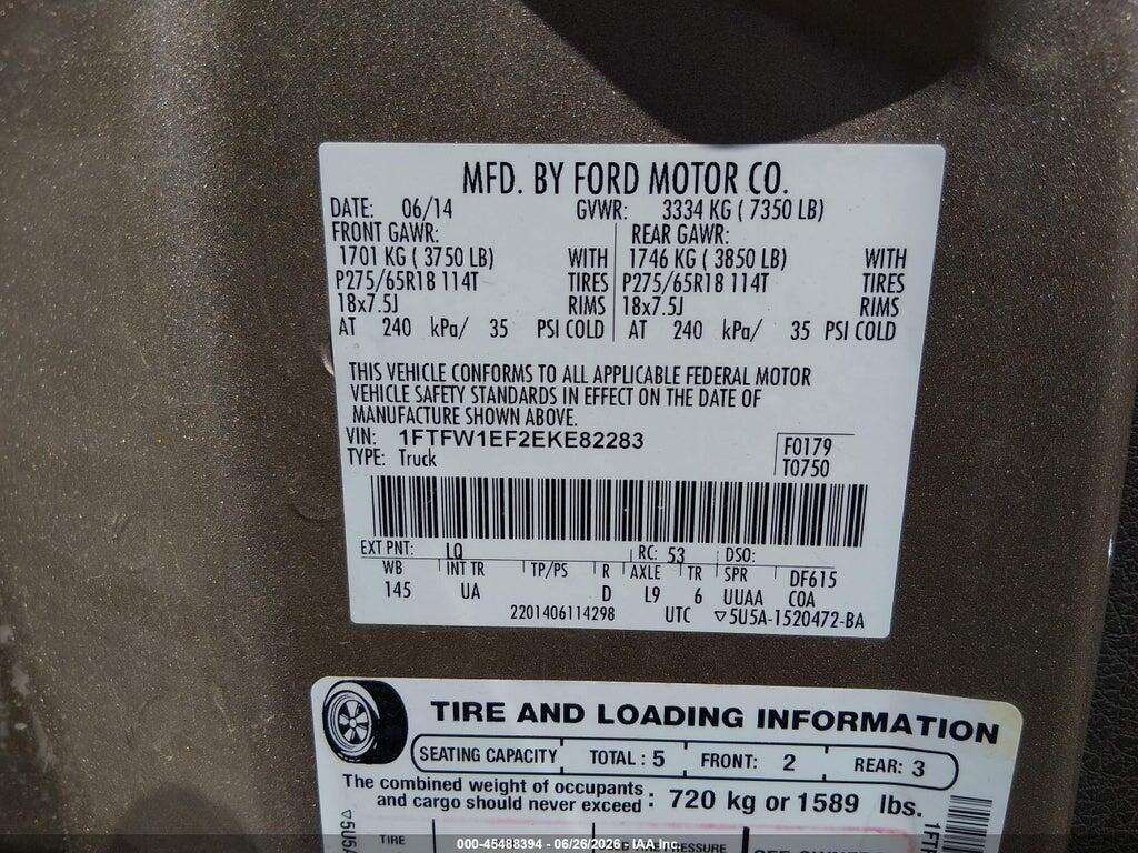 1FTFW1EF2EKE82283 2014 FORD F-150 photo no. 9