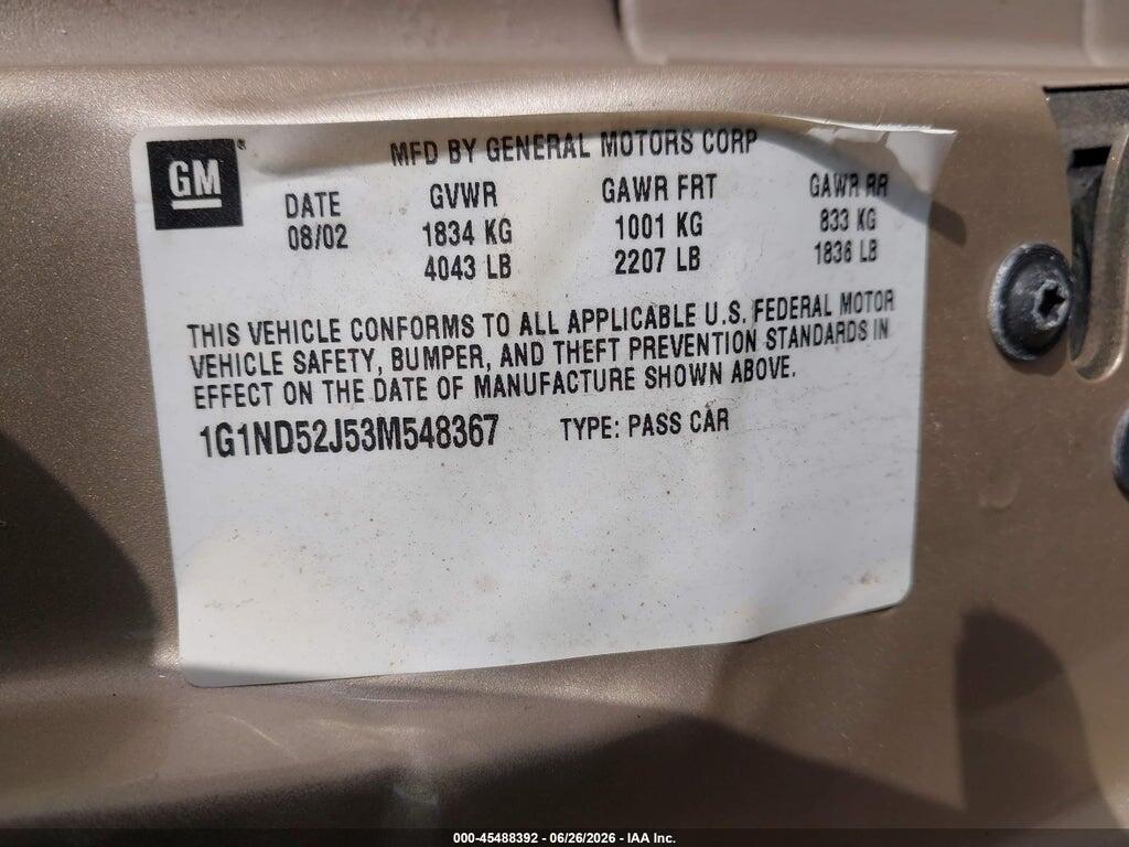 1G1ND52J53M548367 2003 CHEVROLET MALIBU photo no. 9