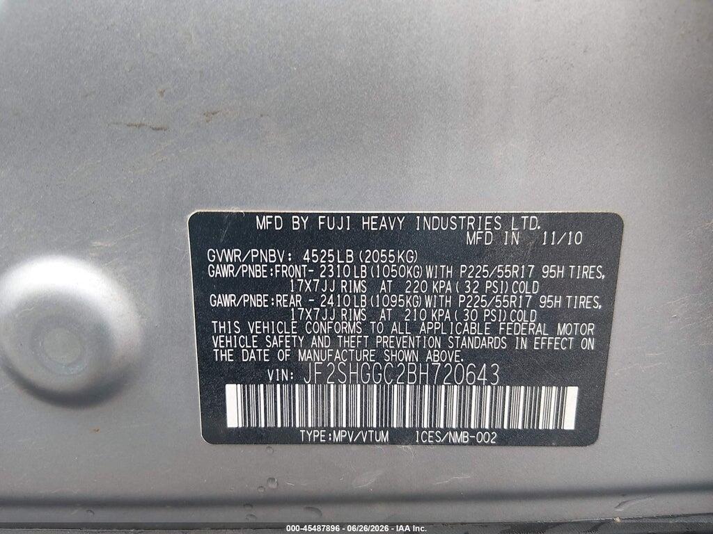 JF2SHGGC2BH720643 2011 SUBARU FORESTER photo no. 9