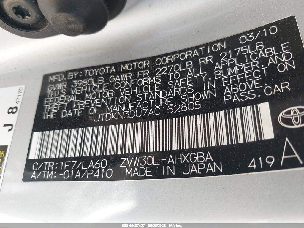 JTDKN3DU7A0152805 2010 TOYOTA PRIUS photo no. 9