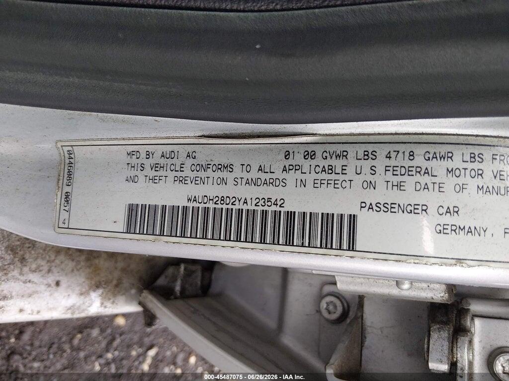 WAUDH28D0YA038537 2000 AUDI A4 photo no. 9