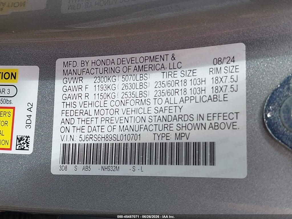 5J6RS6H89SL010701 2025 HONDA CR-V HYBRID photo no. 9