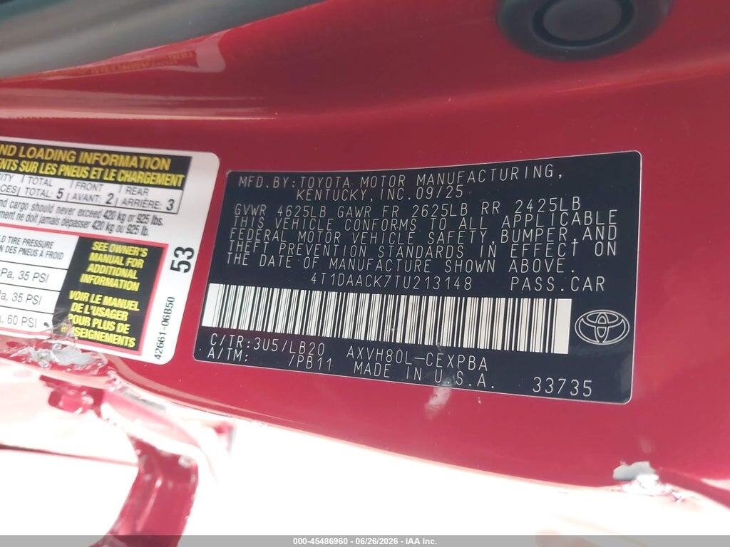 4T1DAACK7TU213148 2026 TOYOTA CAMRY photo no. 9
