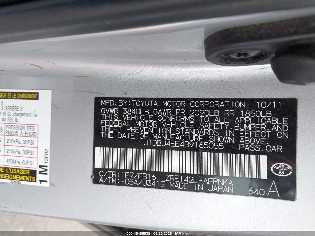 JTDBU4EE4B9165055 2011 TOYOTA COROLLA photo no. 9
