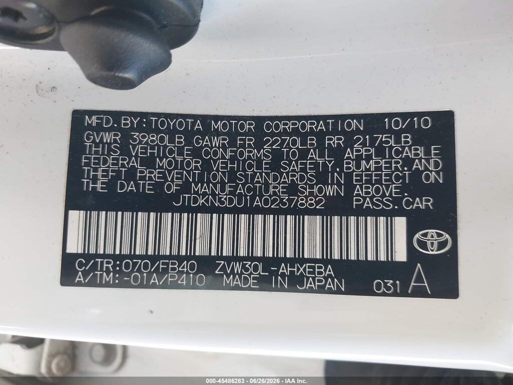 JTDKN3DU1A0237882 2010 TOYOTA PRIUS photo no. 9