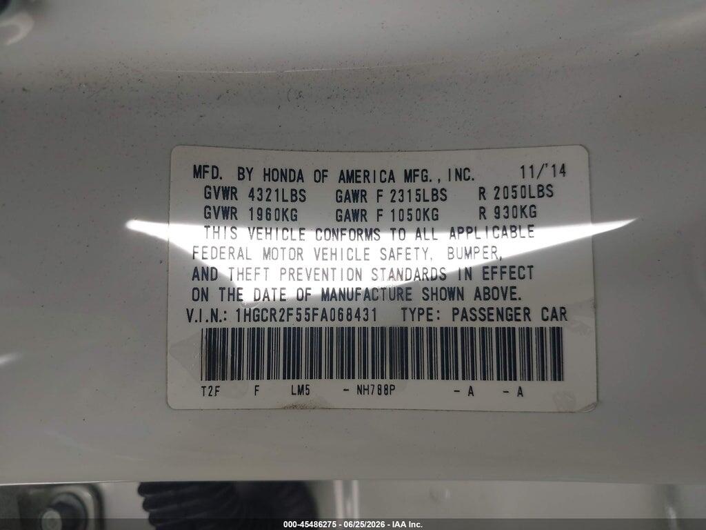 1HGCR2F55FA068431 2015 HONDA ACCORD photo no. 9