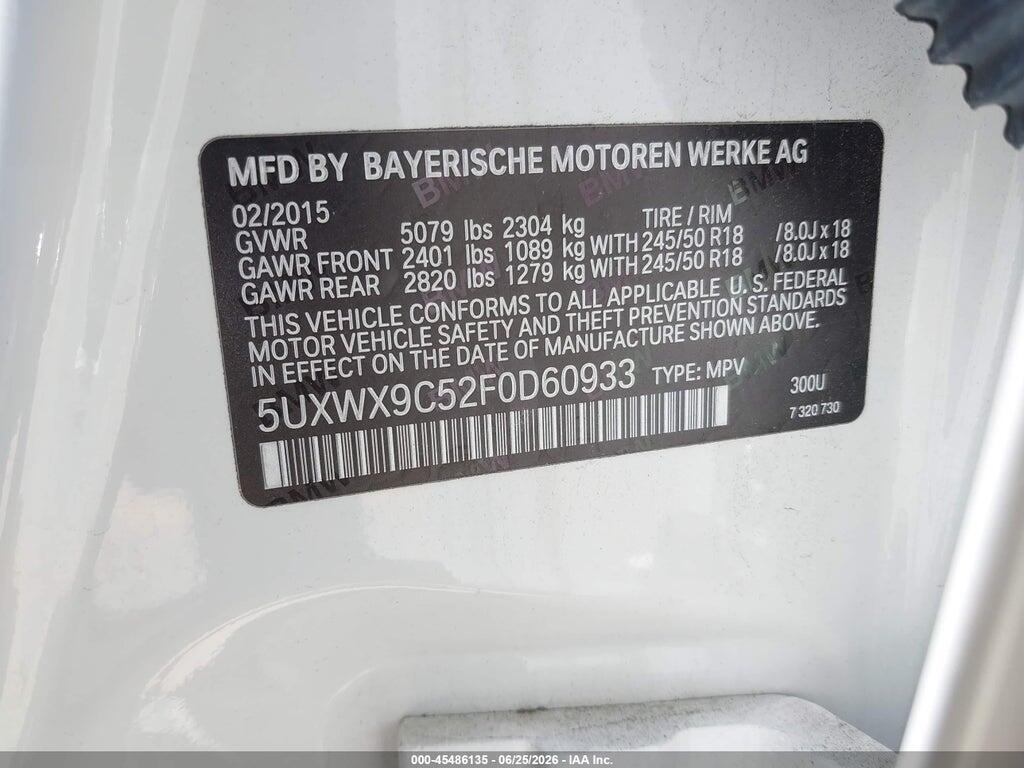 5UXWX9C52F0D60933 2015 BMW X3 photo no. 9