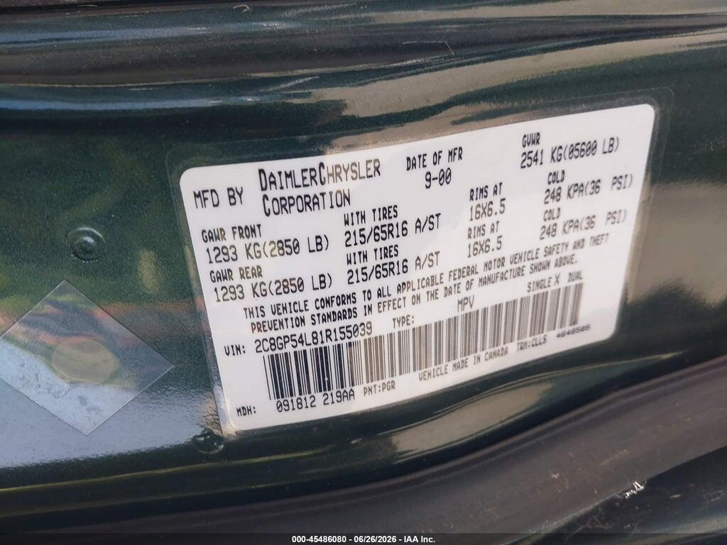 2C8GP54L81R155039 2001 CHRYSLER TOWN & COUNTRY photo no. 9