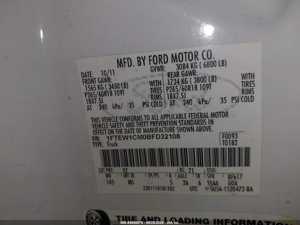 1FTEW1CM0BFD32108 2011 FORD F-150 photo no. 9