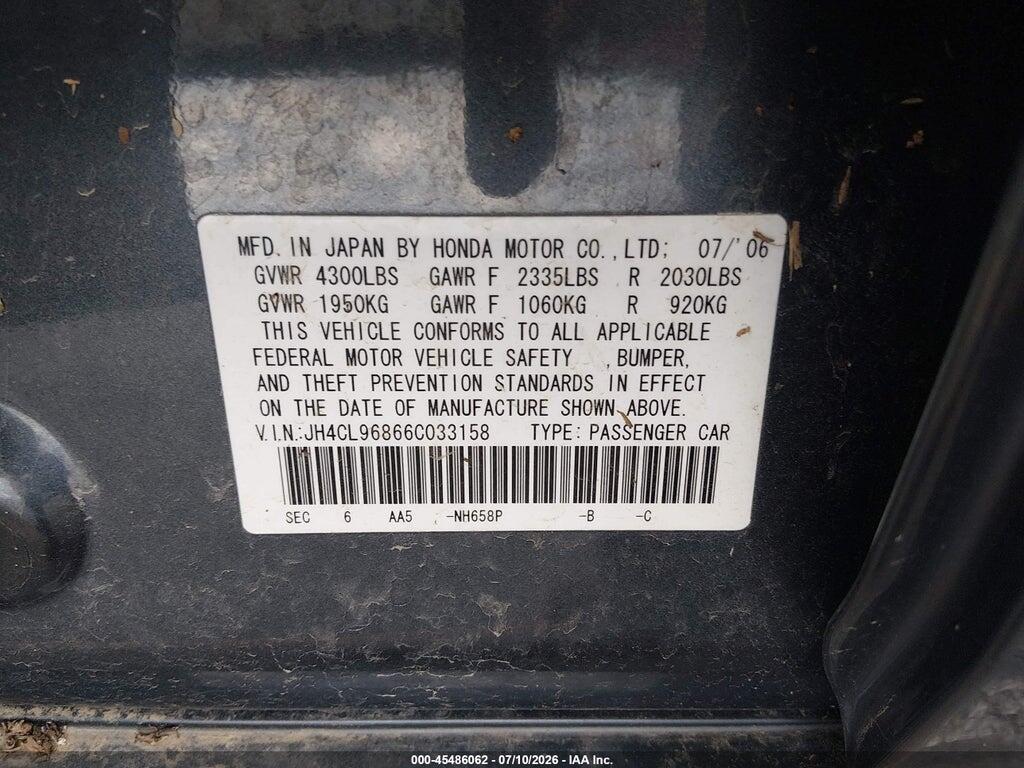 JH4CL96866C033158 2006 ACURA TSX photo no. 9