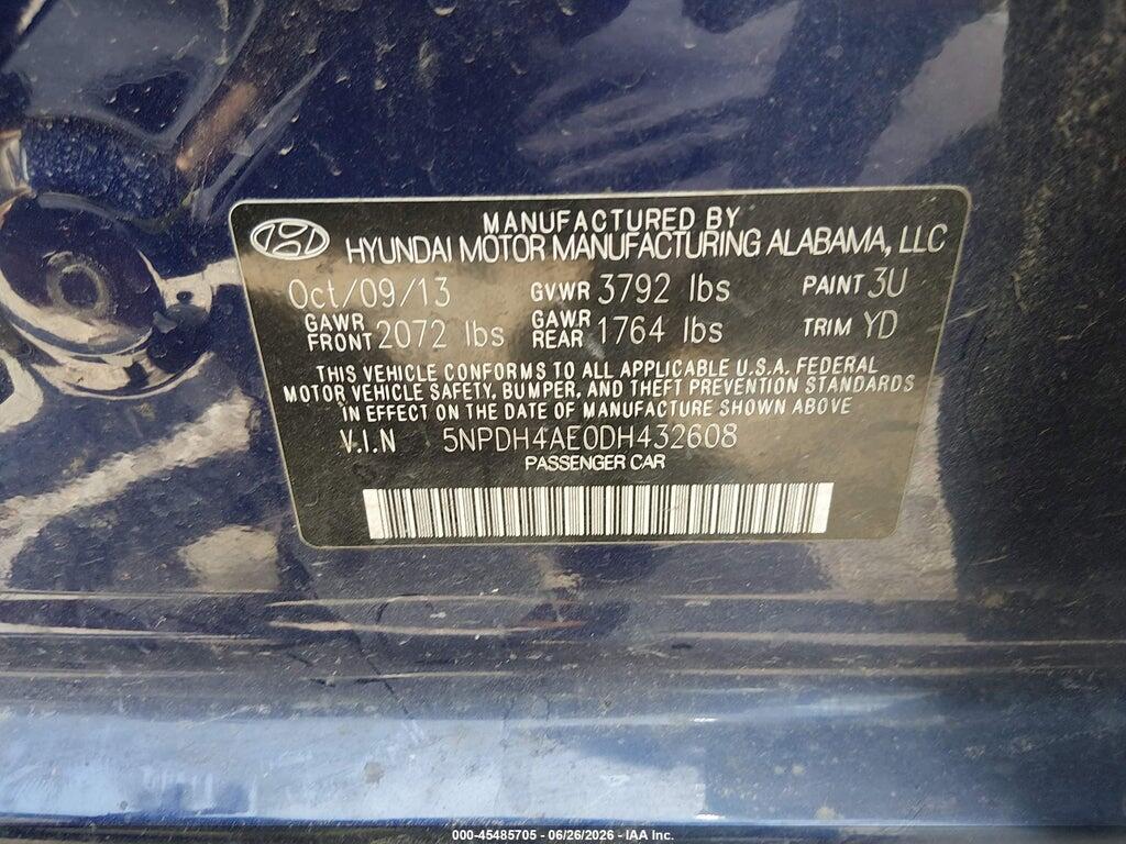 5NPDH4AE0DH432608 2013 HYUNDAI ELANTRA photo no. 9