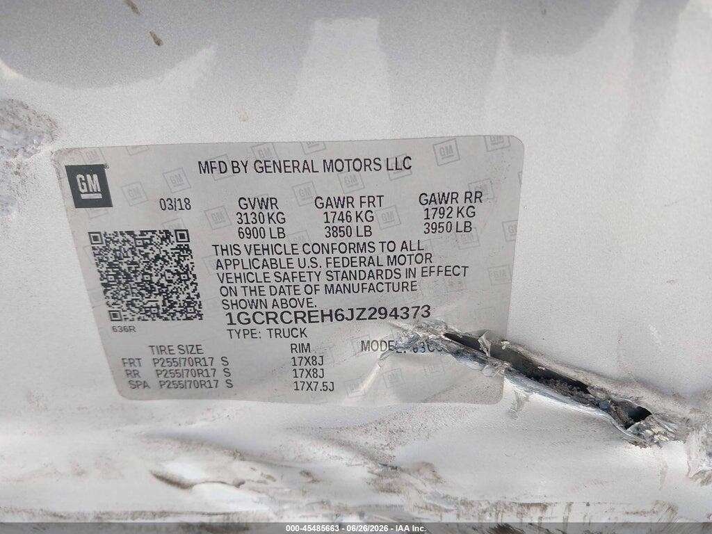 1GCRCREH6JZ294373 2018 CHEVROLET SILVERADO 1500 photo no. 9