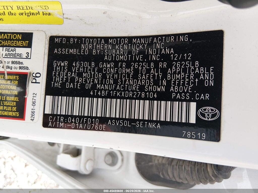 4T4BF1FKXDR278104 2013 TOYOTA CAMRY photo no. 9