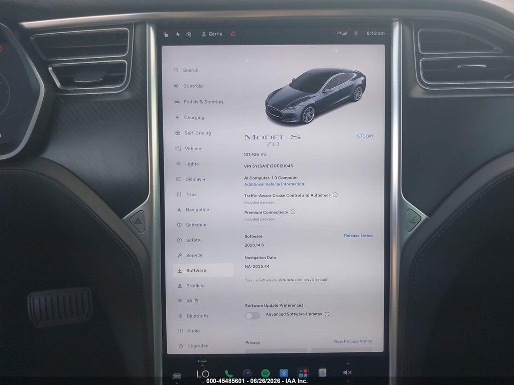 5YJSA1E12GF121945 2016 TESLA MODEL S photo no. 7
