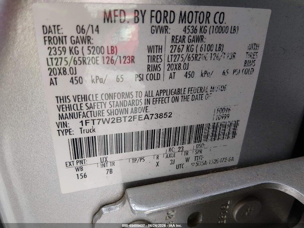 1FT7W2BT2FEA73852 2015 FORD F-250 photo no. 9