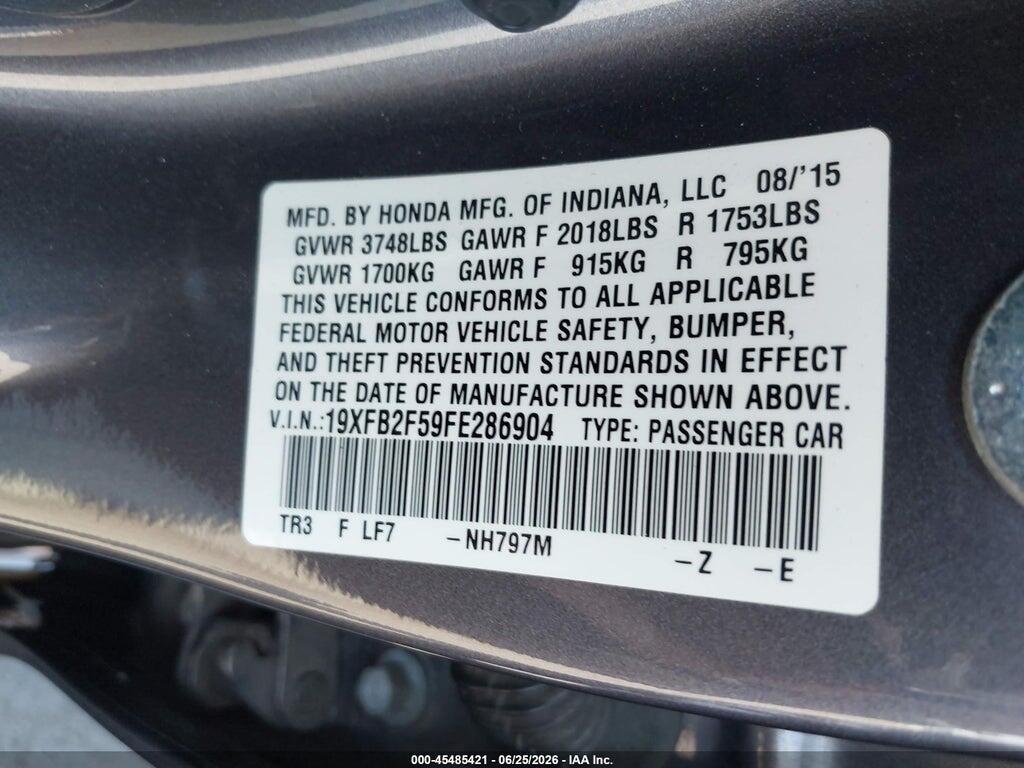 19XFB2F59FE286904 2015 HONDA CIVIC photo no. 9
