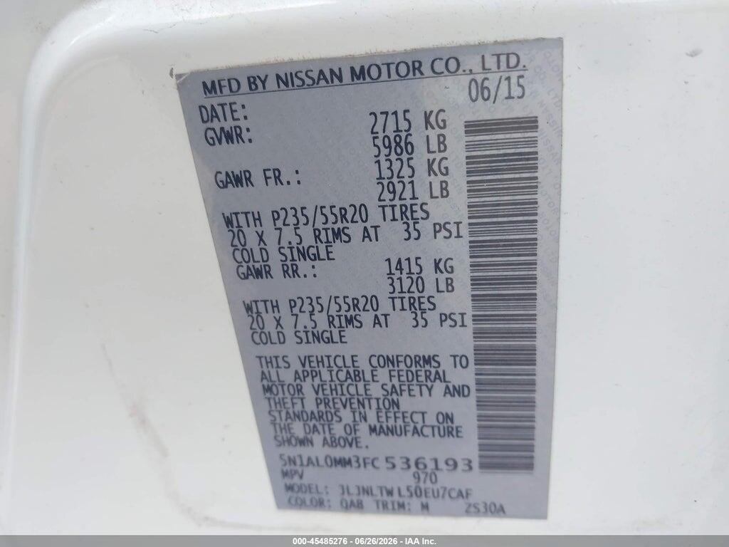 5N1AL0MM3FC536193 2015 INFINITI QX60 photo no. 9