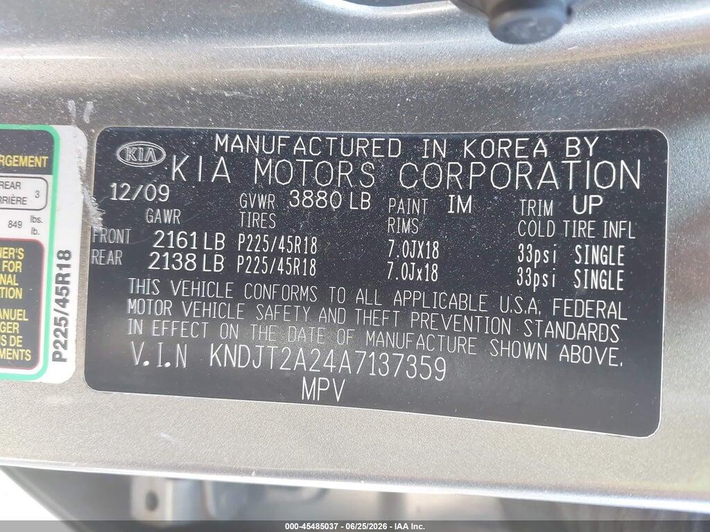 KNDJT2A24A7137359 2010 KIA SOUL photo no. 9