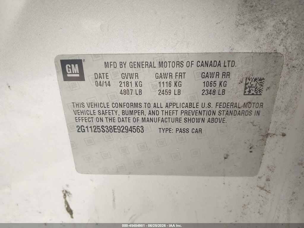 2G1125S38E9294563 2014 CHEVROLET IMPALA photo no. 9