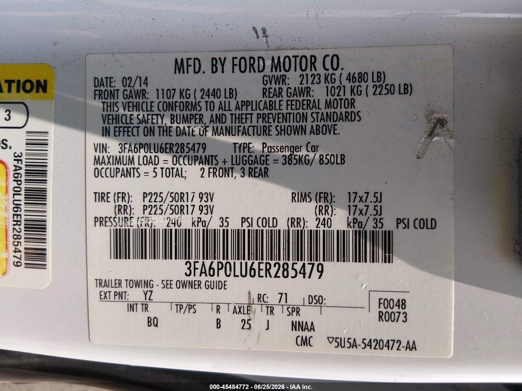 3FA6P0LU6ER285479 2014 FORD FUSION HYBRID photo no. 9